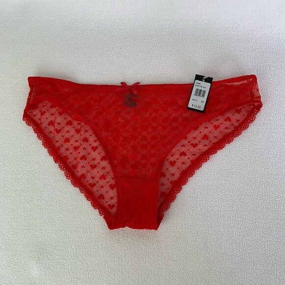 Frederick's Of Hollywood Size 1X Red Maree Hearts Lace Love Panty NWT - Picture 1 of 9